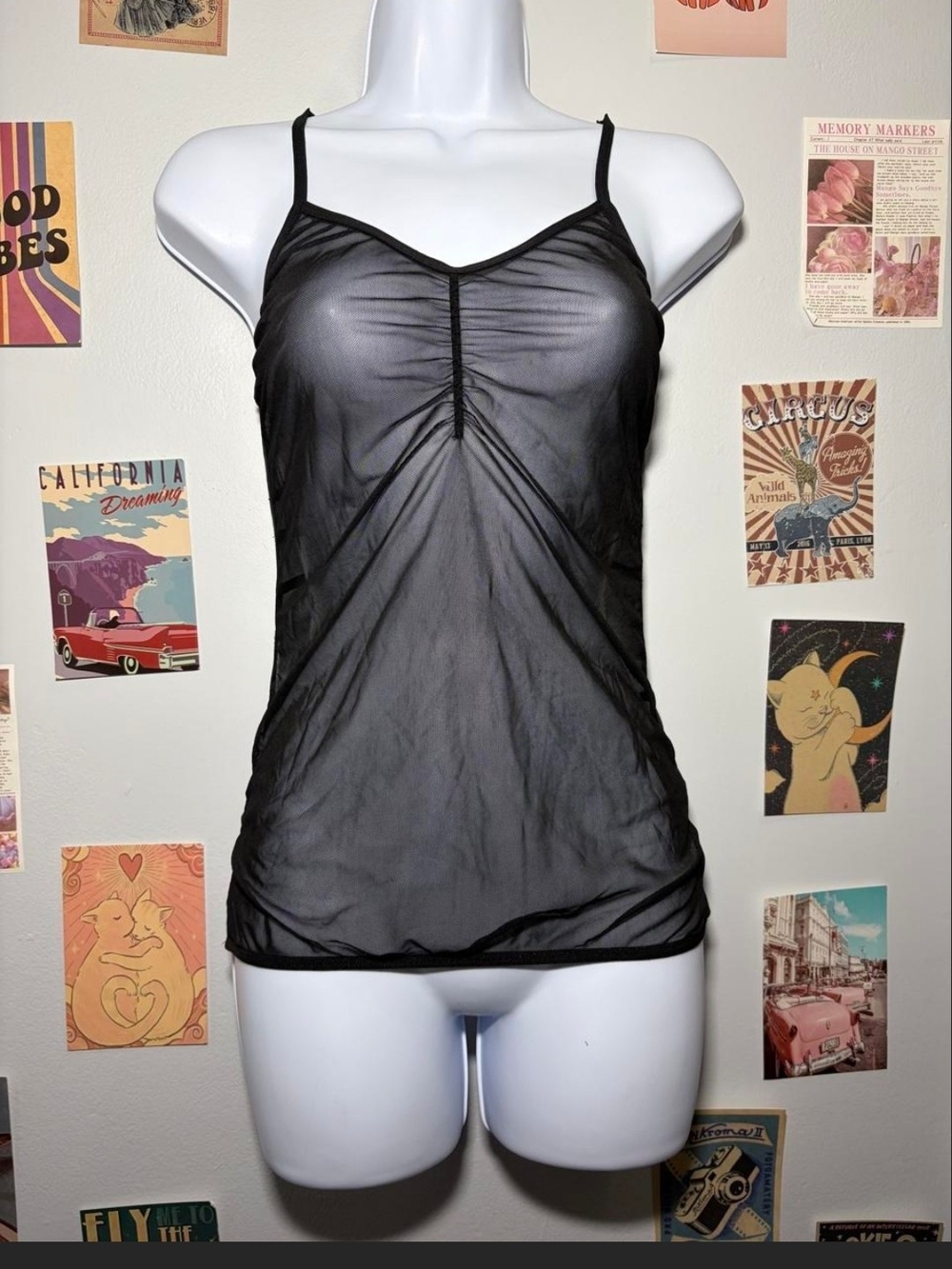 Sheer Black Spaghetti Strap Cami